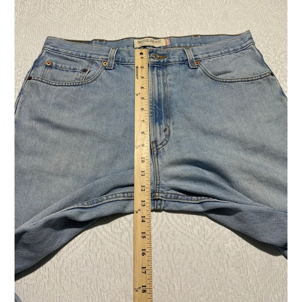 Levis 505 Regular‎ Fit Jeans Mens 38×32 Light Wash Blue Denim Pants